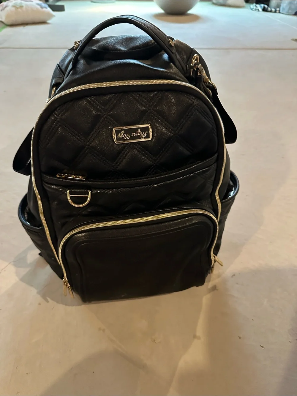 Itzy Ritzy Backpack Diaper Bag with Gold Trim